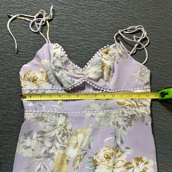 Saints & Secrets Purple Floral Mini Dress In Women's‎ Size Medium Cutout & Ties - Picture 12 of 12